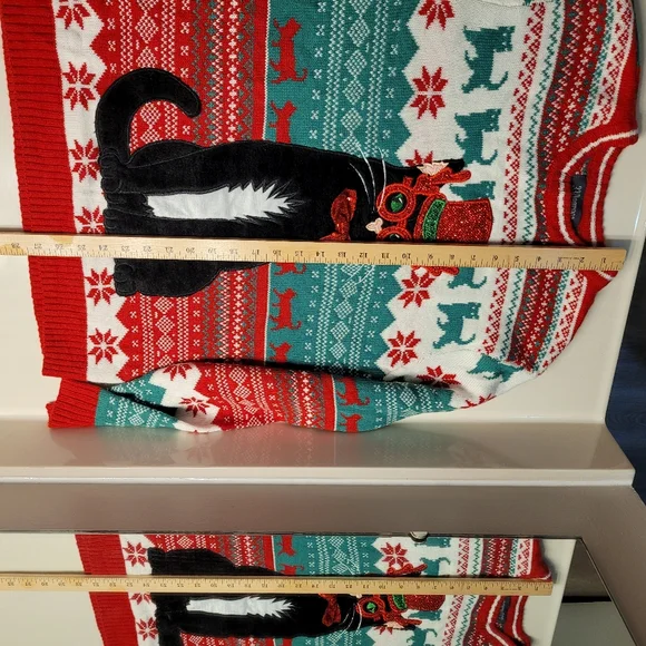 Cat In A Top Hat Soft & Cozy Festive Christmas Sweater 33 Degrees Unisex Large - Picture 12 of 16